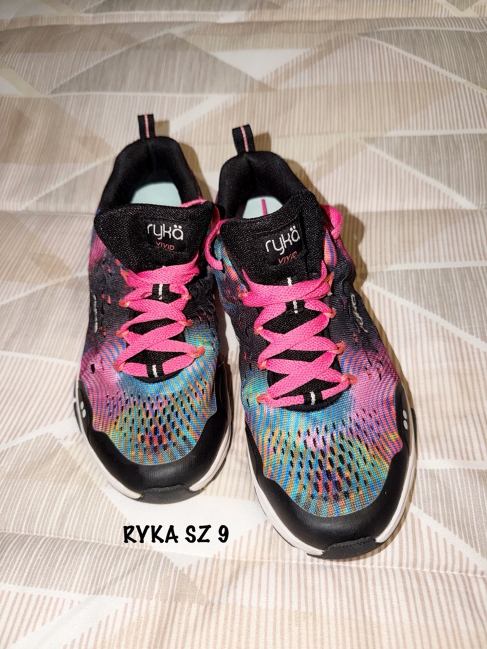 Ryka Multicolor Mesh Trainers with Pink Laces